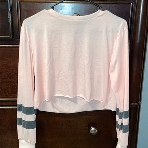Light Pink - Varsity Stripe Crop Top